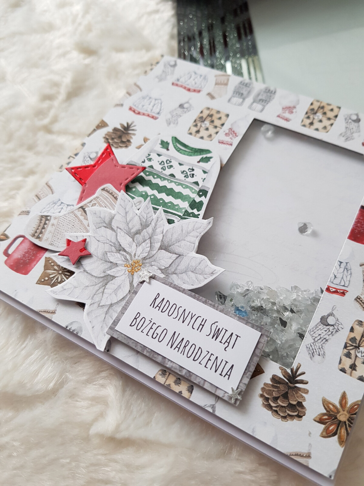 Kartka świąteczna - sweterek, pisencja, shaker card
