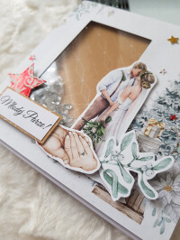 Kartka świąteczna ślubna - młoda para, choinka, shaker card