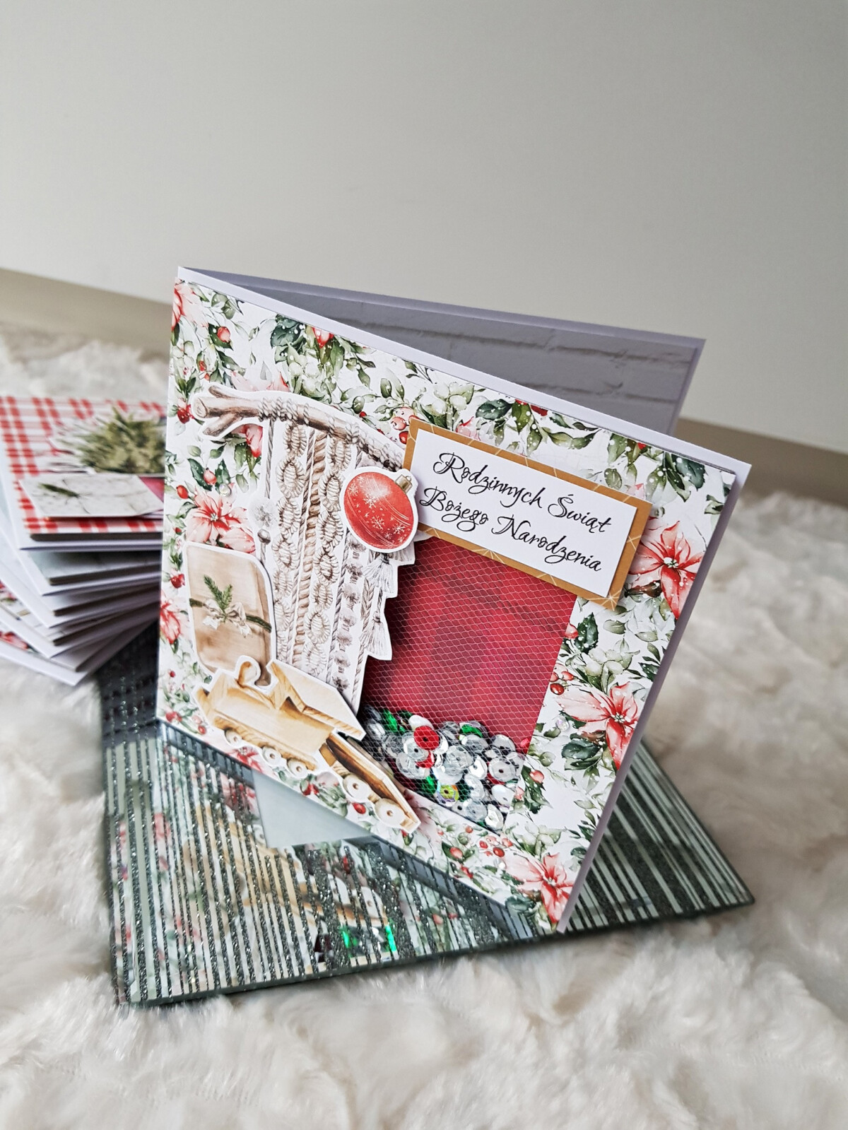 Kartka świąteczna - makrama shaker card