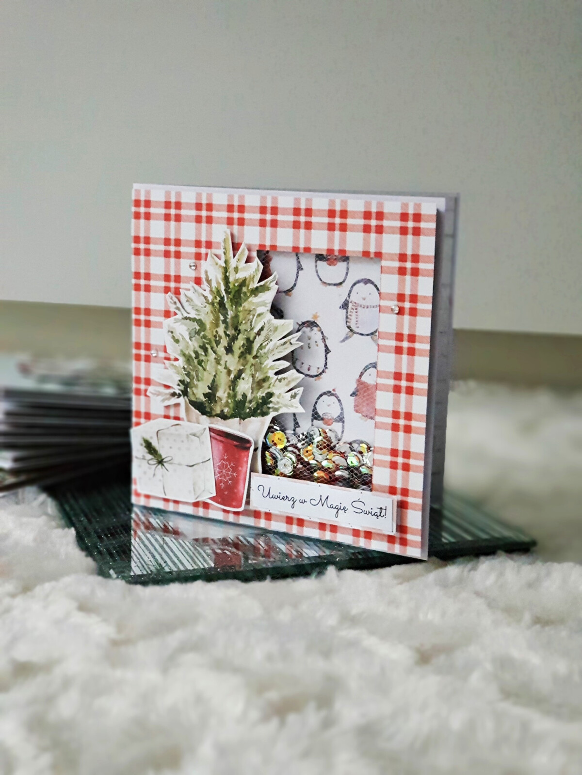 Kartka świąteczna - choinka rustykalna shaker card