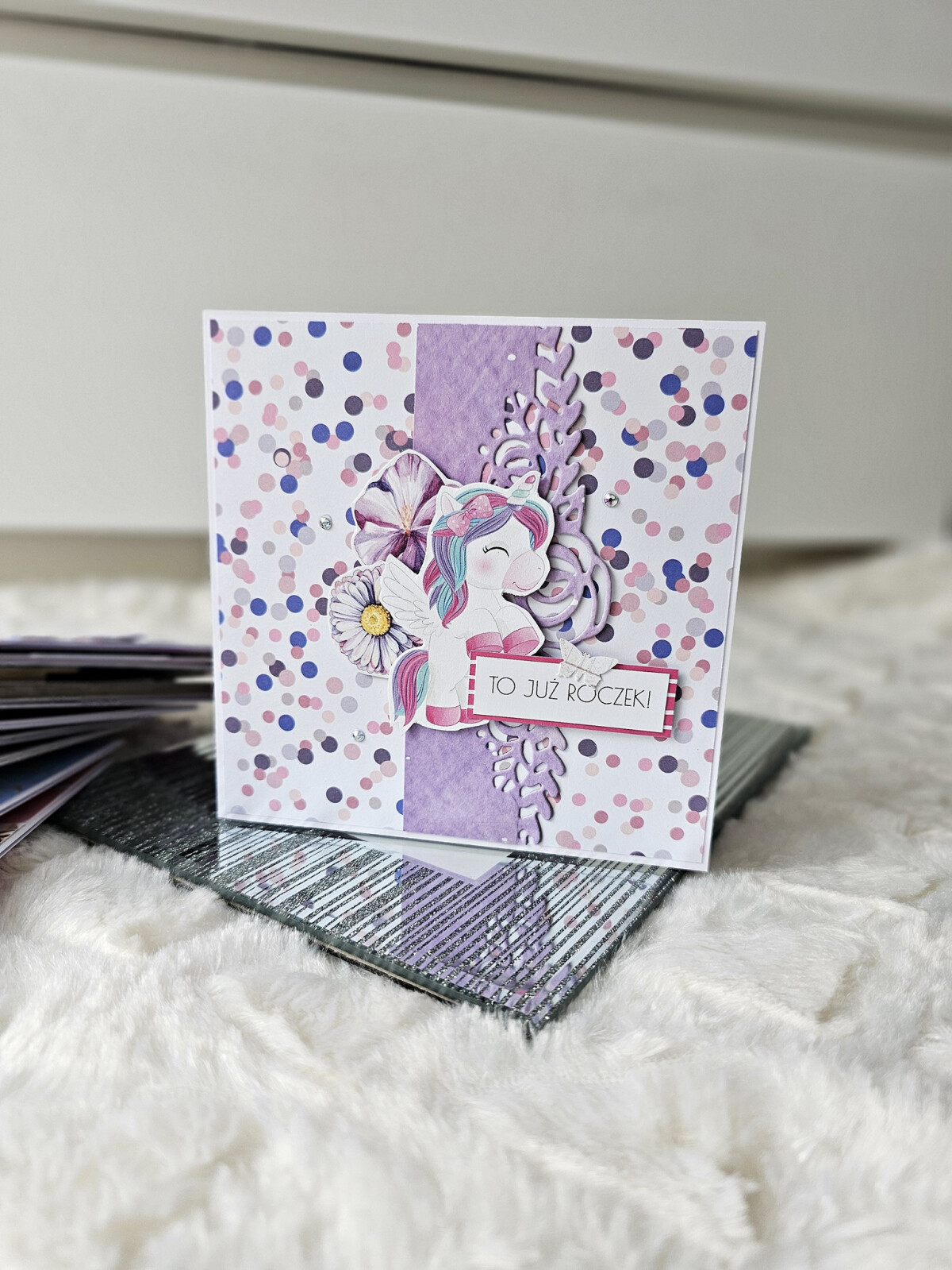 Kartka urodzinowa na roczek unicorn jednorożec