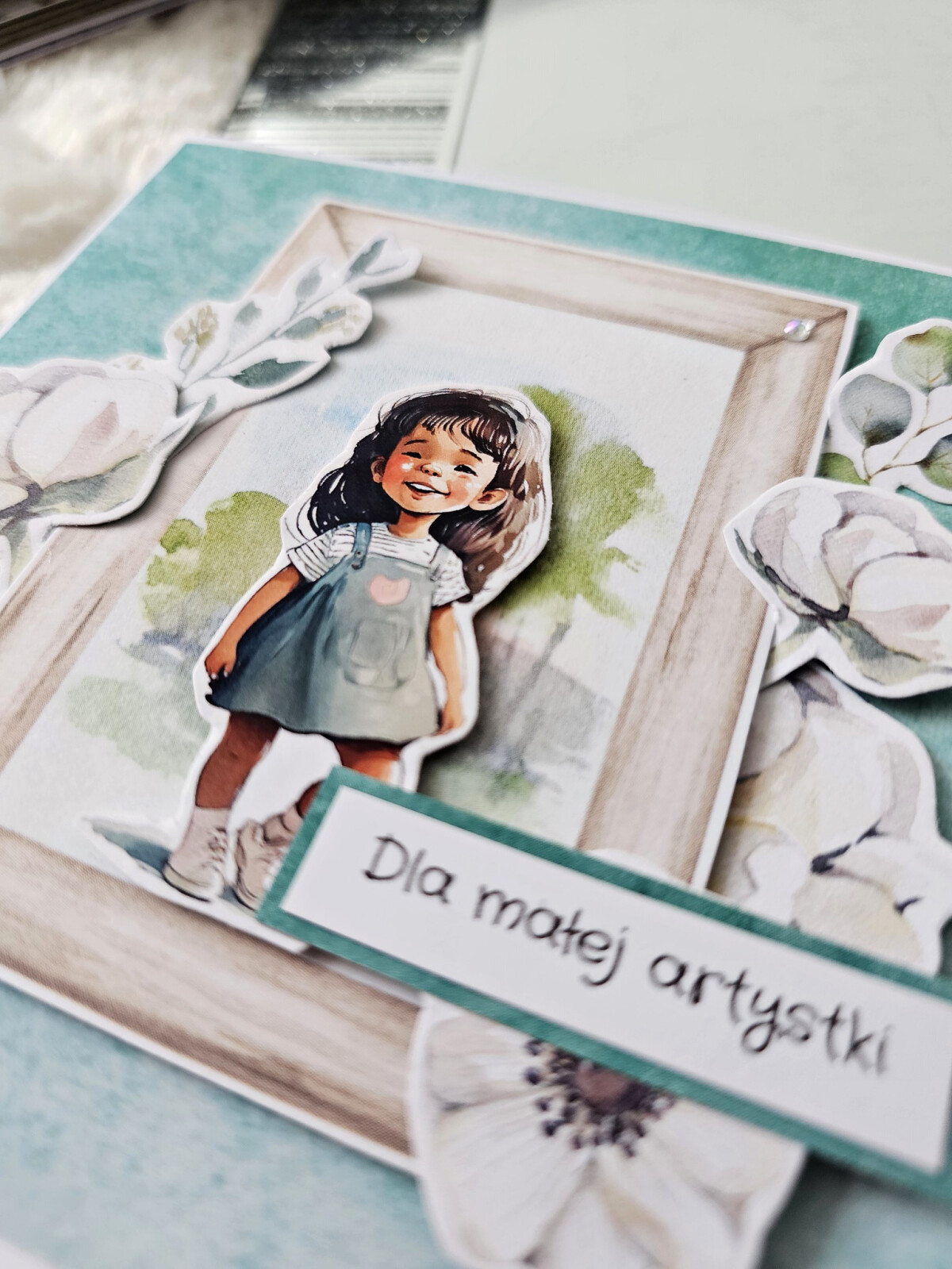 Kartka urodzinowa dla dziewczynki dla małej artystki
