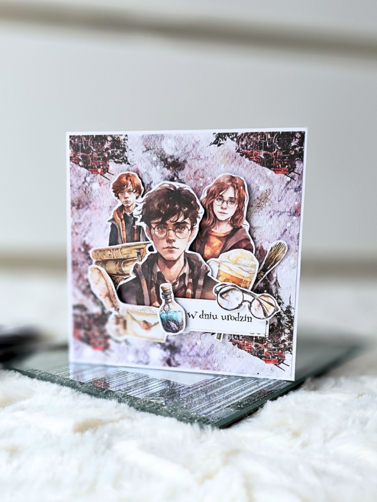 Kartka urodzinowa Hogwart Harry Potter Hermiona Ron