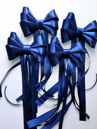 Kokardy do dekoracji samochodu Państwa Młodych - 4 szt - navy blue