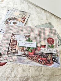 Duża kartka świąteczna bożonarodzeniowa - A5 pociąg santa