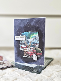 Duża kartka świąteczna bożonarodzeniowa - A5 zorza polarna