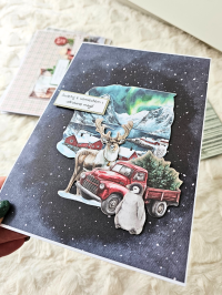 Duża kartka świąteczna bożonarodzeniowa - A5 zorza polarna