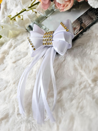 Spinka do włosów kokarda na Komunię ze złotą aplikacją