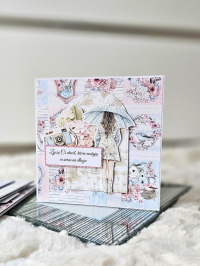 Kartka z okazji urodzin dla dziewczyny, dziewczyna z parasolką