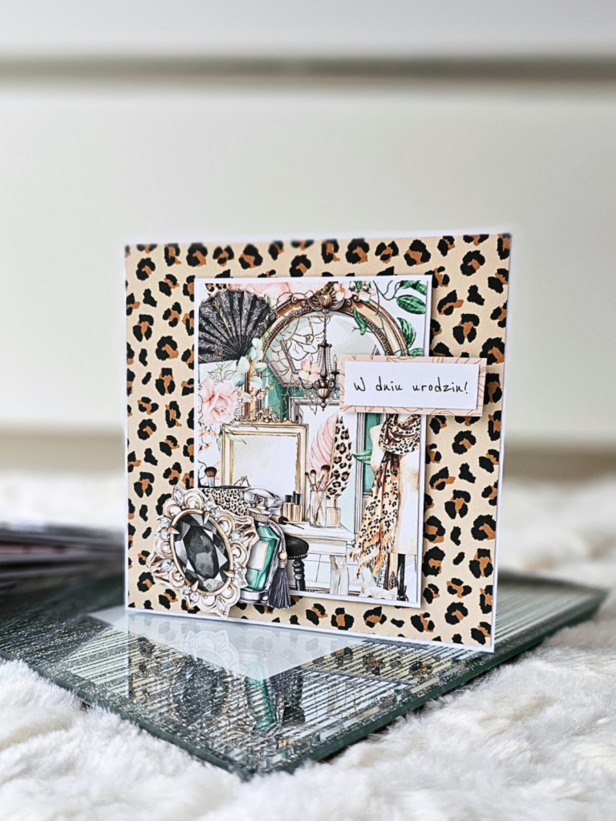 Kartka urodzinowa  dla kobiety - panterka