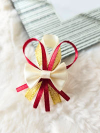 Przypinki dla gości weselnych + ecru, bordo złote